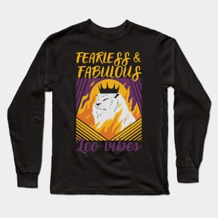 Funny Leo Zodiac Sign - Fearless and Fabulous, Leo Vibes - Black Long Sleeve T-Shirt